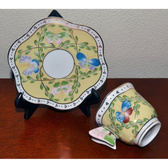 Butterfly Demitasse Cup and Saucer, Yellow/Gold Trim from Formalities by Baum Br - Picture 7 of 8